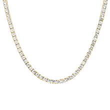 Load image into Gallery viewer, Sterling Silver Yellow Gold Plated 5mm Round Cubic Zirconia Necklace