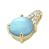 Sterling Silver Yellow Gold Plated Larimar and Cubic Zirconia Pendant