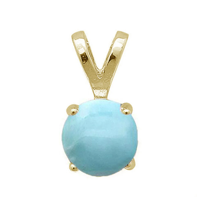 Sterling Silver Yellow Gold Plated Round Natural Larimar Pendant
