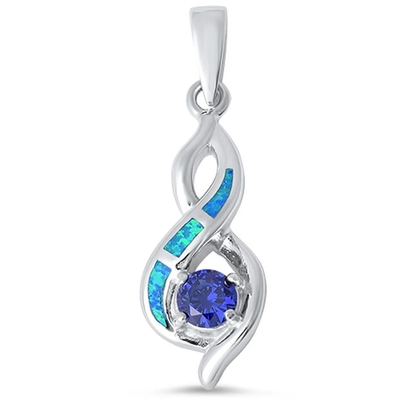 Sterling Silver Tanzanite And Blue Opal Infinity Pendant