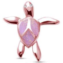 Load image into Gallery viewer, Sterling Silver Pink Lab Opal Turtle Pendant