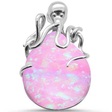 Load image into Gallery viewer, Sterling Silver Pink Lab Opal Octapus Pendant