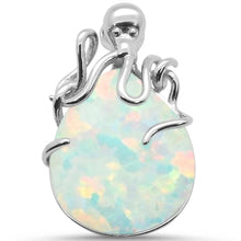 Load image into Gallery viewer, Sterling Silver White Lab Opal Octapus Pendant