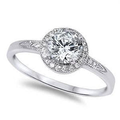 Sterling Silver Halo Style Clear CZ Promise Ring