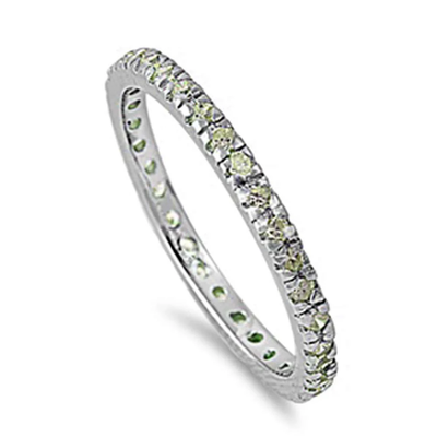 Sterling Silver Stackable Peridot CZ Eternity Band Ring