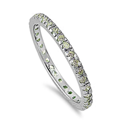 Sterling Silver Stackable Peridot CZ Eternity Band Ring