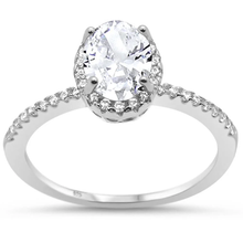 Load image into Gallery viewer, Sterling Silver Oval Cut Clear Cubic Zirconia Engagement Ring