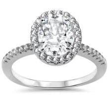 Load image into Gallery viewer, Sterling Silver Oval Cubic Zirconia Halo Ring