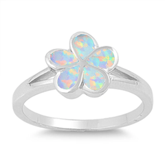 Sterling Silver White Opal Plumeria Ring