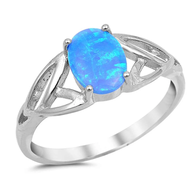 Sterling Silver Oval Blue Opal Ring