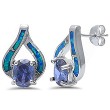 Load image into Gallery viewer, Sterling Silver Tanzanite and Blue Opal High Fashion Earrings