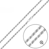 Italian Solid Sterling Silver Rope Chain 070 - 3.5MM Nickel Free Necklace with Lobster Claw Clasp Closure, Length 22