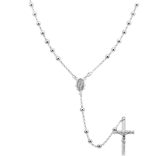 Load image into Gallery viewer, Italian Sterling Silver 5mm Rosary Necklace, Width 5mm, length 30&quot;