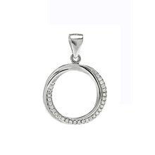 Load image into Gallery viewer, Sterling Silver Pave Set Clear Cz Open Twisted Round Pendant with Pendant Diameter of 19.05MM