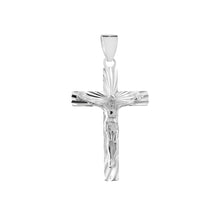 Load image into Gallery viewer, Sterling Silver Diamond Cut Crucifix Cross Pendant, Width 20mm, Height 35.4mm