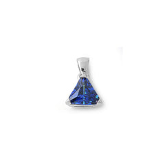 Sterling Silver Blue Sapphire Triangle Shaped Assorted CZ PendantAnd Product Size 11 mm
