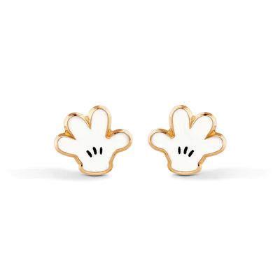 14K White Enamel Gloves Screw Back Earrings