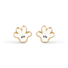 14K White Enamel Gloves Screw Back Earrings