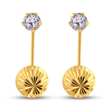 Load image into Gallery viewer, 14K Yellow Gold Diamond Cut Clear CZ Telephone Style 4mm Front  Screw Back Earrings