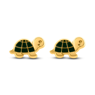 14K Yellow Turtle Screw Back Earrings