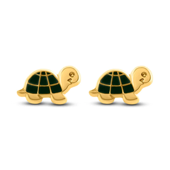 14K Yellow Turtle Screw Back Earrings