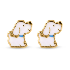 14K Yellow Dog Screw Back Earrings