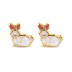 14K Yellow Rabbit Screw Back Earrings