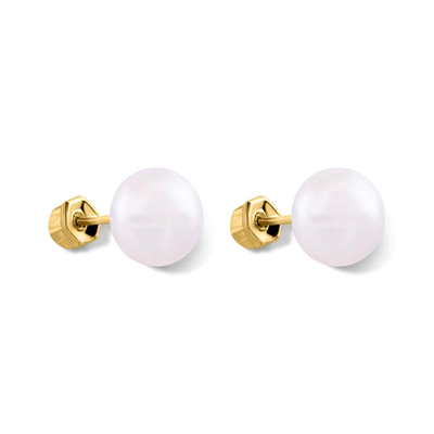14K Yellow 7mm Pearl Screw Back Earrings