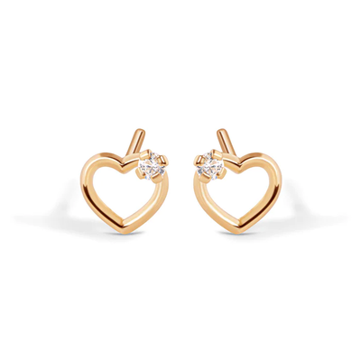 14K Heart Silhoutte Screw Back Earrings