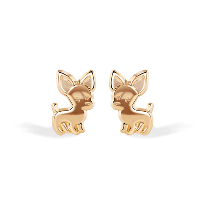 14K Chihuahua Screw Back Earrings