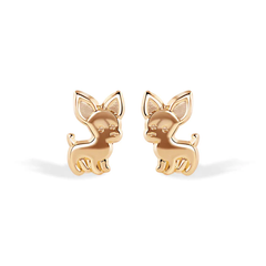 14K Chihuahua Screw Back Earrings