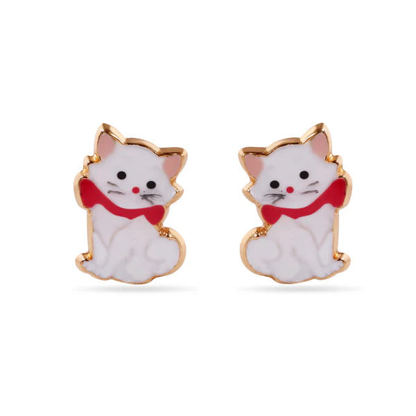 14K Yellow Gold Kitten screw Back Earrings