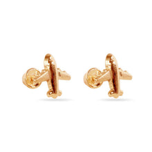 Load image into Gallery viewer, 14K Yellow Gold Airplane screw Back Earrings