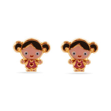 Load image into Gallery viewer, 14K Yellow Gold Doll Enamel screw Back Earrings