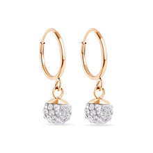 Load image into Gallery viewer, 14K Yellow Gold sphere Clear CZ 11mm Hoop Earrings