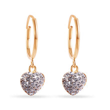 Load image into Gallery viewer, 14K Yellow Gold Heart Clear CZ 11mm Hoop Earrings