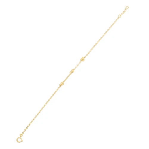 14K Yellow Gold Heart Engraved Love Charm Adjustable Bracelet