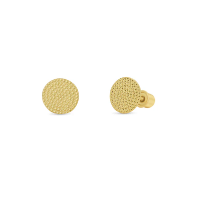 14K Yellow Gold Beaded Disc Screw Back Earrings