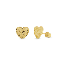 Load image into Gallery viewer, 14K Yellow Gold Diamond Cut Confetti Heart Screw Back Earrings