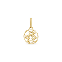 14K Yellow Gold Sunflower Round Pendant