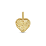 14K Yellow Gold Diamond Cut Beaded Heart Pendant