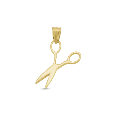 14K Yellow Gold Diamond Cut Scissors Pendant
