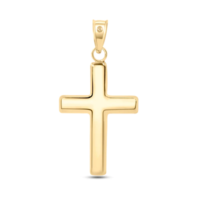 14K Yellow Gold Two Tone Plain Hollow Tube Cross Pendant