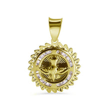 Load image into Gallery viewer, 14K Yellow Gold Round Holy Spirit Dove Diamond Cut Edge Clear CZ Pendant