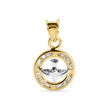 Load image into Gallery viewer, 14K Yellow Gold Round Holy Spirit Dove Clear CZ Pendant