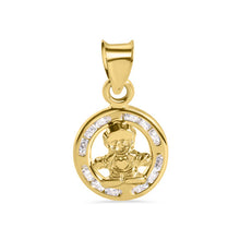 Load image into Gallery viewer, 14K Yellow Gold Round Boy Heart Clear CZ Pendant