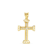 Load image into Gallery viewer, 14K Yellow Gold Multi Faceted Cross Clear CZ Pendant