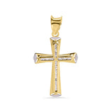 14K Yellow Gold Cross Clear CZ Pendant-0.58grams