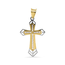 Load image into Gallery viewer, 14K Yellow Gold Cross Clear CZ Pendant