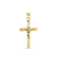 Load image into Gallery viewer, 14K Yellow Gold Cross Jesus Christ Clear CZ Pendant-1.22grams